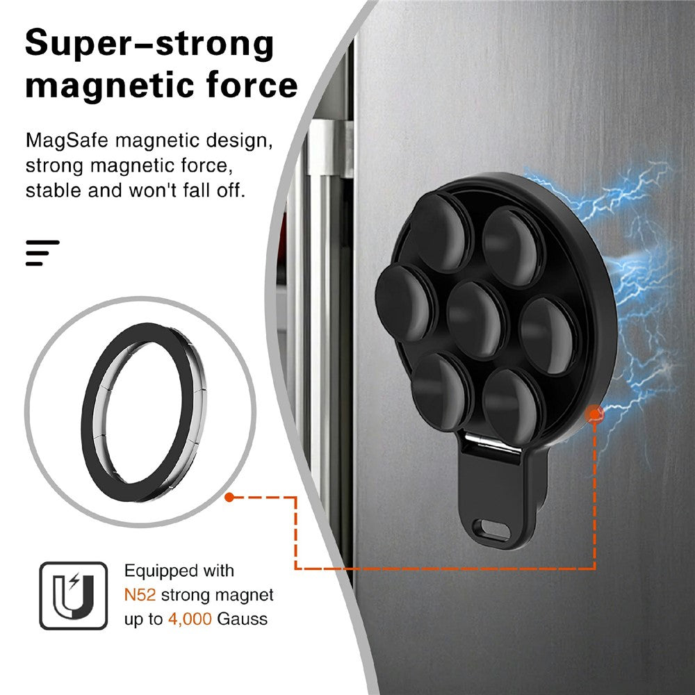 Silikon sugkoppsspegelstativ kompatibelt med MagSafe magnetfäste med inbyggd spegel