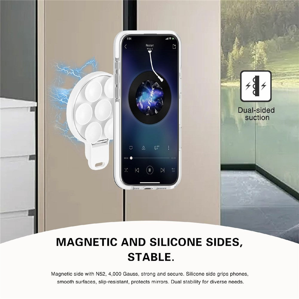 Silikon sugkoppsspegelstativ kompatibelt med MagSafe magnetfäste med inbyggd spegel