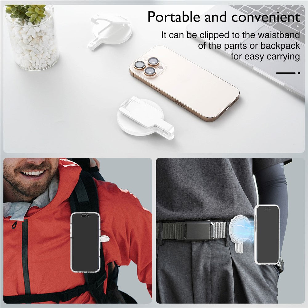Universal Magnetic Phone Stand Anti Drop Waist Clip Bracket for Desktop / Computer Mount