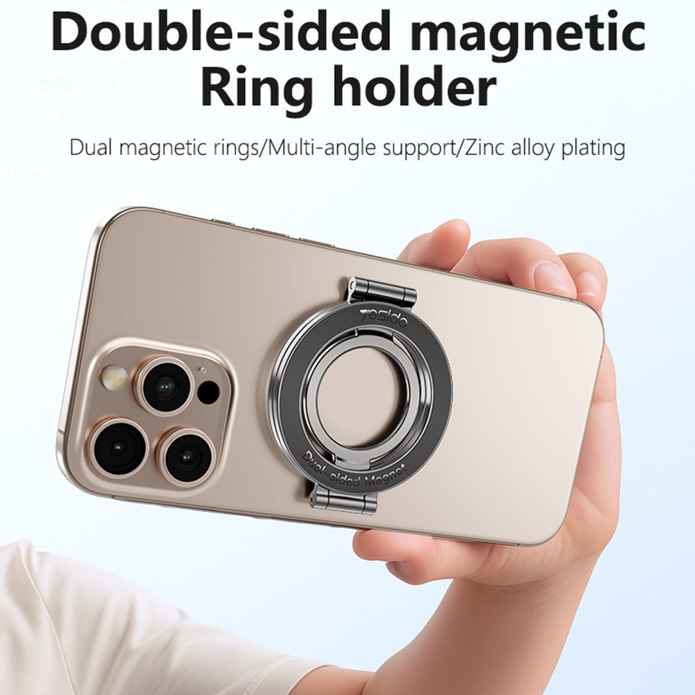 YESIDO C229 Double Sided Magnetic Phone Stand 360 Degree Rotation Foldable Ring Bracket