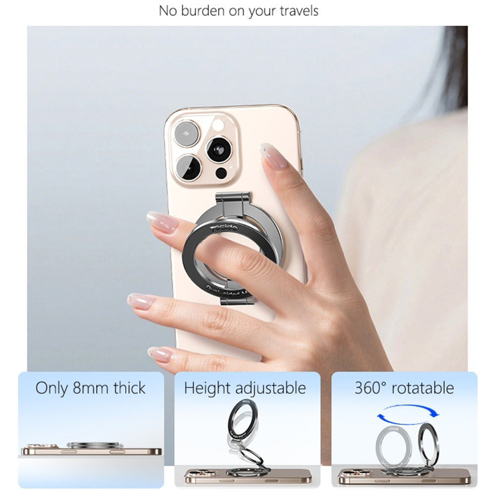YESIDO C229 Double Sided Magnetic Phone Stand 360 Degree Rotation Foldable Ring Bracket