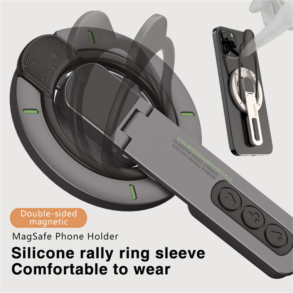 Dual Sided Magnetic Phone Kickstand 360 Degree Rotation Desktop Holder Stress Relief Zinc Alloy Phone Back Stand