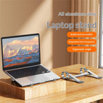 0022 Portable Aluminum Laptop Stand Desktop Riser Cooling Pad Foldable Storage Ergonomic Design for Home / Office