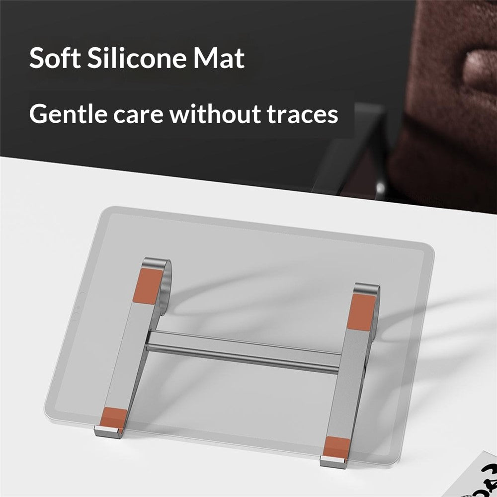 0022 Portable Aluminum Laptop Stand Desktop Riser Cooling Pad Foldable Storage Ergonomic Design for Home / Office