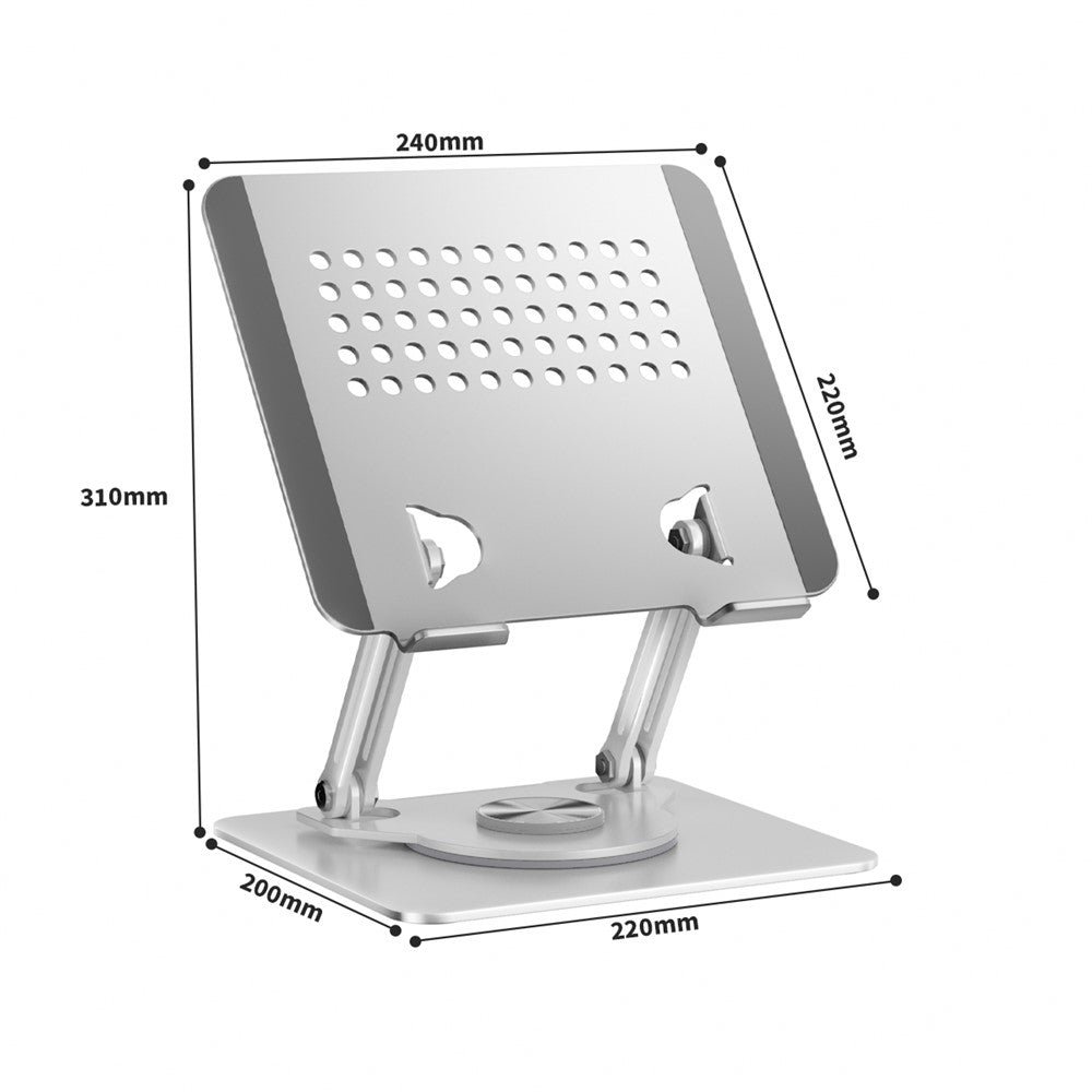 0031 Rotating Laptop Stand Adjustable Height Angle Metal Desk Cooling Rack for Notebook / Tablet