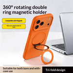 Q11  Ultra Thin Tri-Fold Magnetic Ring Stand Adhesive Mount 360 Degree Rotation Phone Bracket