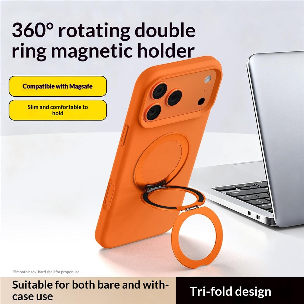 Q11  Ultra Thin Tri-Fold Magnetic Ring Stand Adhesive Mount 360 Degree Rotation Phone Bracket