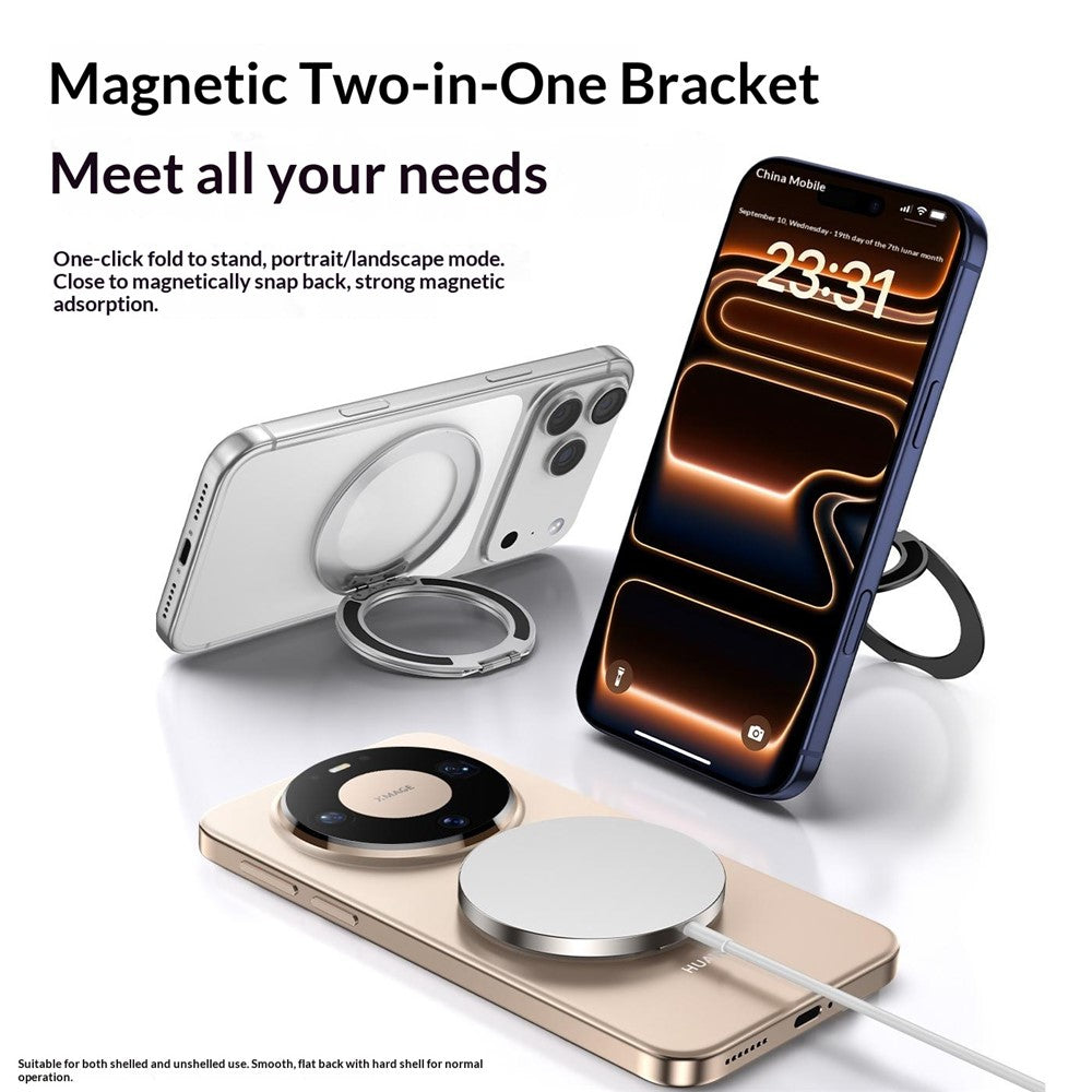 Q11  Ultra Thin Tri-Fold Magnetic Ring Stand Adhesive Mount 360 Degree Rotation Phone Bracket