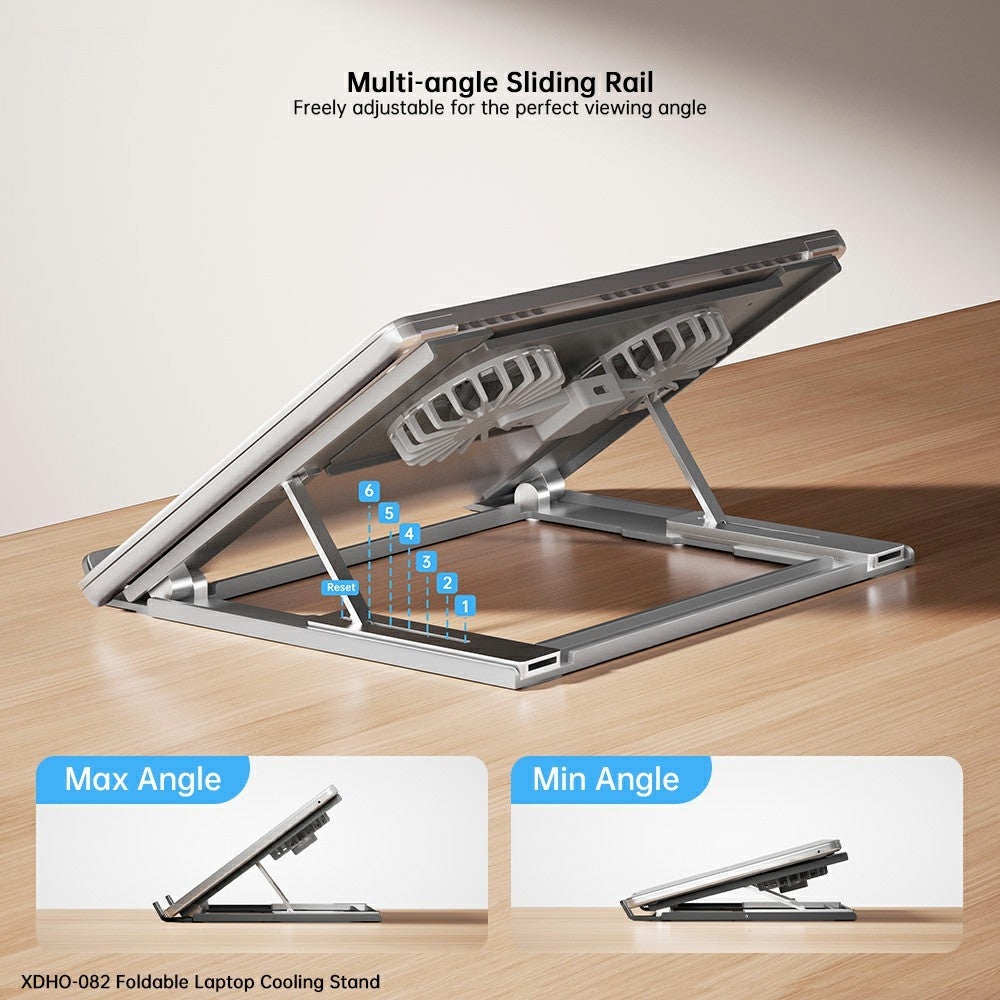 XUNDD XDHO-082 Laptop Cooling Stand with Dual Fans RGB Lighting Foldable Notebook Bracket