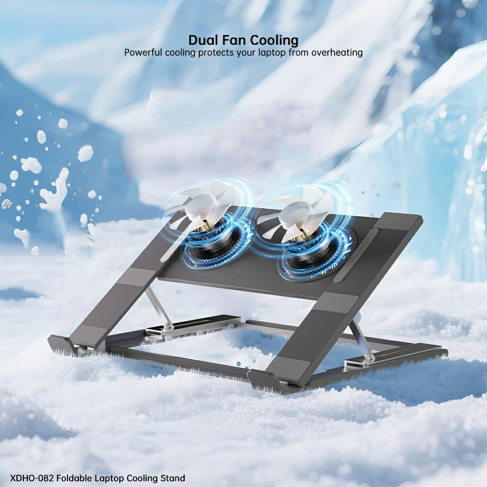 XUNDD XDHO-082 Laptop Cooling Stand with Dual Fans RGB Lighting Foldable Notebook Bracket