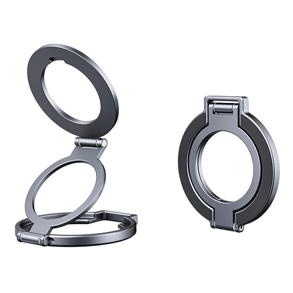 T15S Rotating Phone Stand 360-Degree Foldable Ring Holder Aluminum Alloy Dual Magnetic Desktop Mount