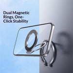 T15S Rotating Phone Stand 360-Degree Foldable Ring Holder Aluminum Alloy Dual Magnetic Desktop Mount