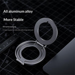 T15S Rotating Phone Stand 360-Degree Foldable Ring Holder Aluminum Alloy Dual Magnetic Desktop Mount