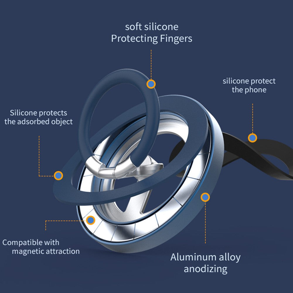 Magnetic Ring Holder 360 Degree Rotation Aluminium Alloy Silicone Foldable Phone Kickstand