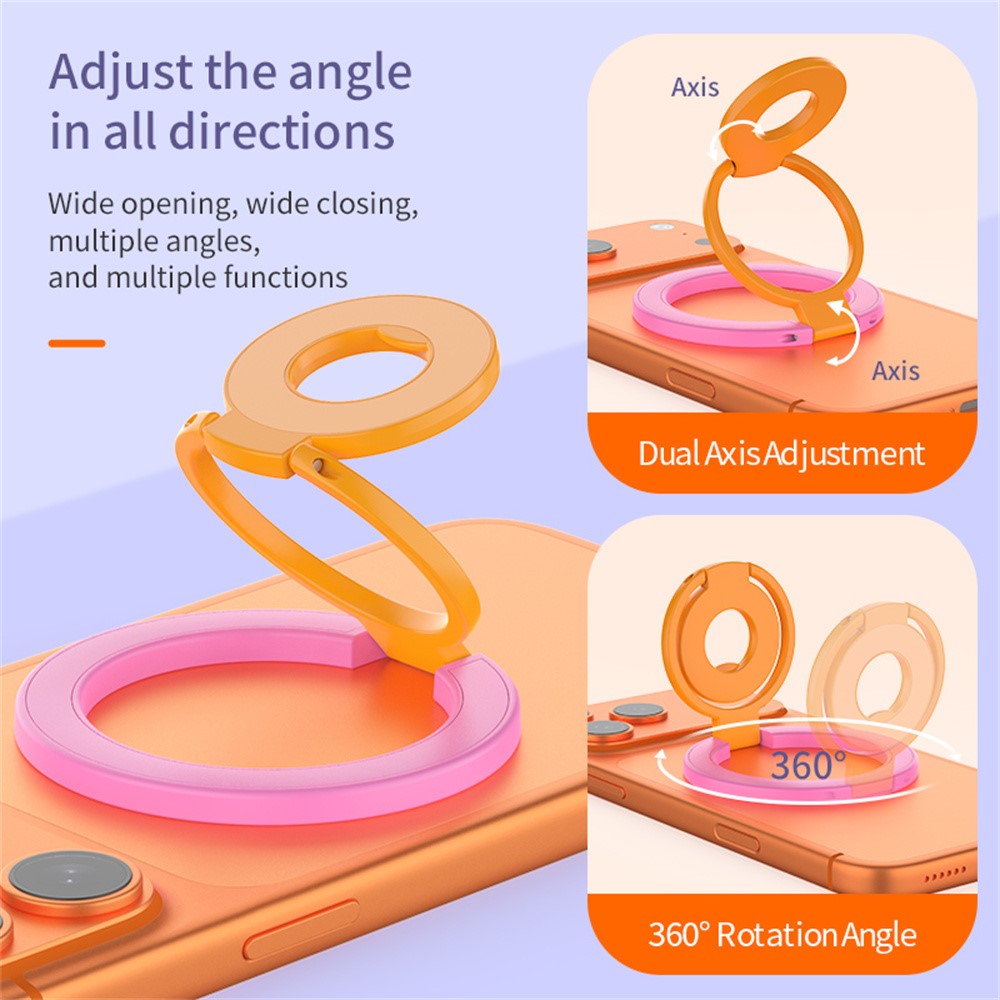 Magnetic Phone Ring Holder Compatible with MagSafe Triple Fold 360 Degrees Rotation Stand Multi-functional Mount