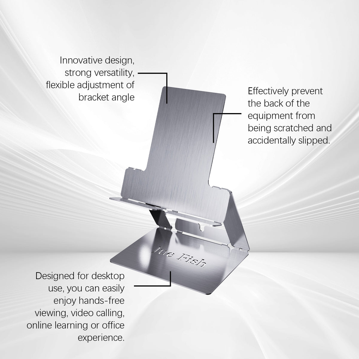 JUE-FISH Portable Foldable Phone Stand Galvanized Steel Adjustable Metal Desktop Cellphone Holder
