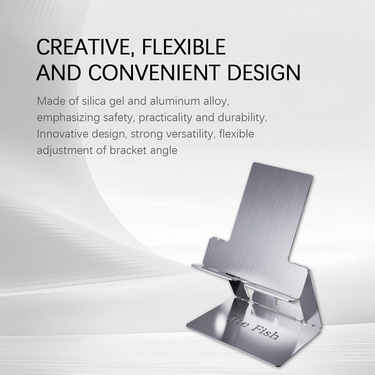 JUE-FISH Portable Foldable Phone Stand Galvanized Steel Adjustable Metal Desktop Cellphone Holder