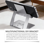 JUE-FISH Portable Foldable Phone Stand Galvanized Steel Adjustable Metal Desktop Cellphone Holder