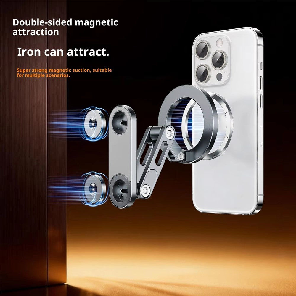 Z21 Dual-Sided Magnetic Phone Stand Foldable Aluminum Alloy 360 Degree Adjustable Double Sided Phone Holder for iPhone 17  /  16  /  15  /  14  /  Galaxy