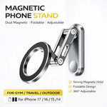 Z21 Dual-Sided Magnetic Phone Stand Foldable Aluminum Alloy 360 Degree Adjustable Double Sided Phone Holder for iPhone 17  /  16  /  15  /  14  /  Galaxy
