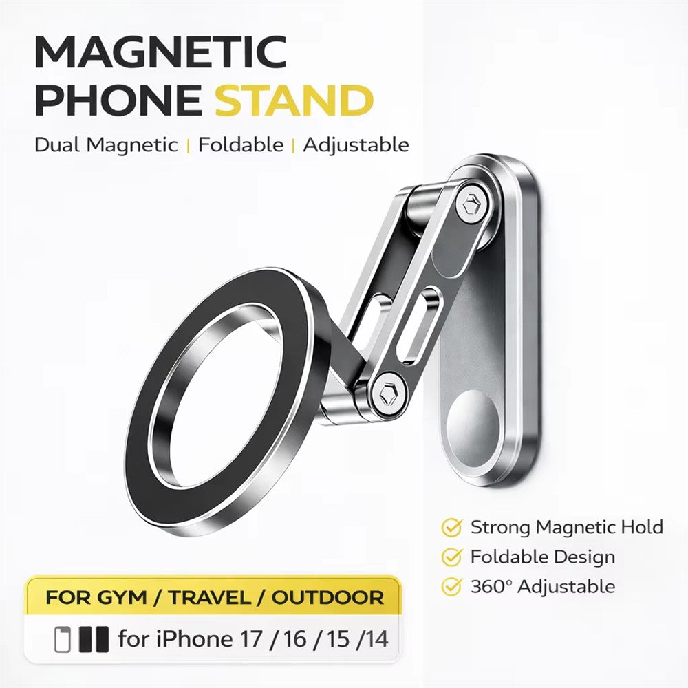 Z21 Dual-Sided Magnetic Phone Stand Foldable Aluminum Alloy 360 Degree Adjustable Double Sided Phone Holder for iPhone 17  /  16  /  15  /  14  /  Galaxy