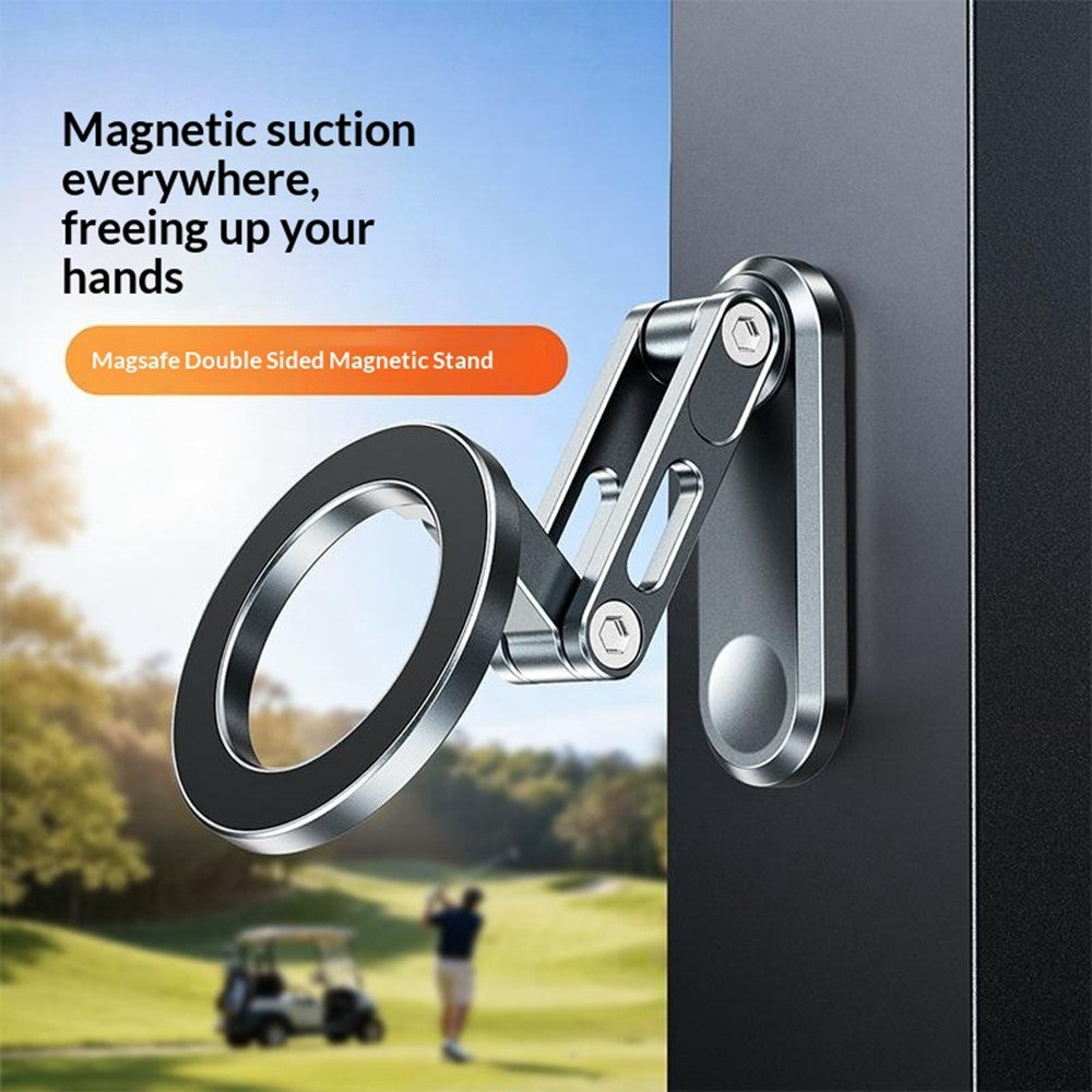 Z21 Dual-Sided Magnetic Phone Stand Foldable Aluminum Alloy 360 Degree Adjustable Double Sided Phone Holder for iPhone 17  /  16  /  15  /  14  /  Galaxy