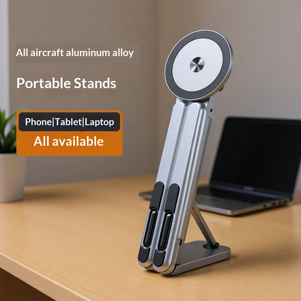 Multi-functional Magnetic Cellphone Holder Stand Aluminum Alloy Foldable Bracket for Phone Tablet Laptop