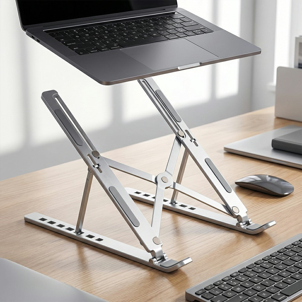 Carbon Steel Foldable Laptop Stand 7-Level Height Adjustable Desktop Holder for Notebook Up To 18 Inch