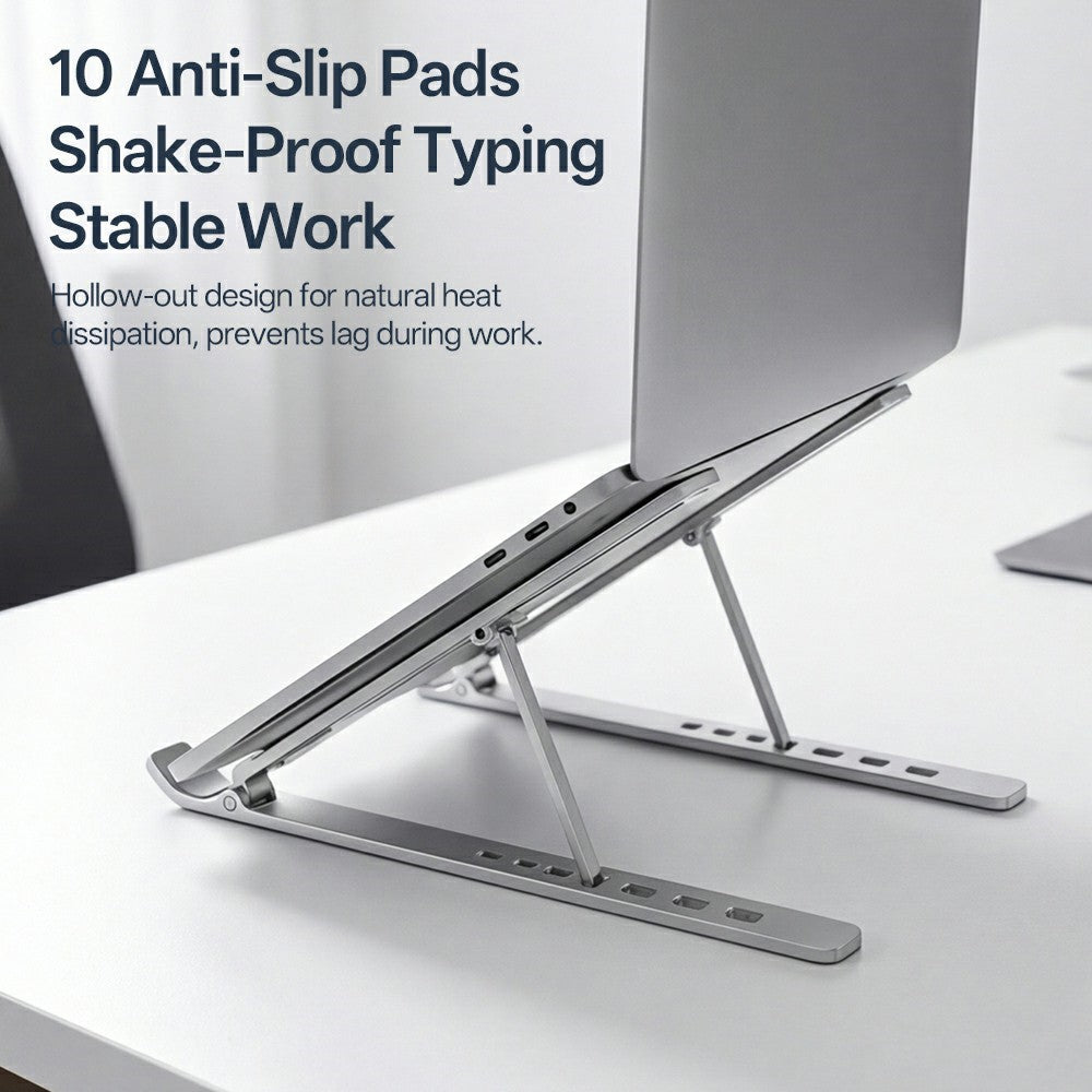 Carbon Steel Foldable Laptop Stand 7-Level Height Adjustable Desktop Holder for Notebook Up To 18 Inch