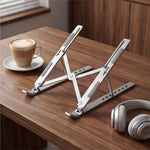 Carbon Steel Foldable Laptop Stand 7-Level Height Adjustable Desktop Holder for Notebook Up To 18 Inch