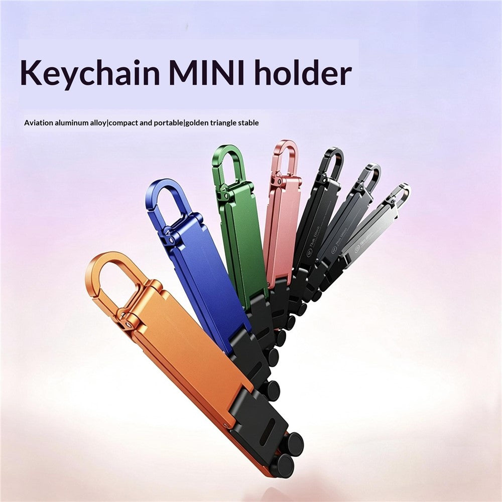 T11 Multifunctional Keychain Mini Phone Stand Foldable Aluminum Desktop Holder Portable Mobile Support Bracket