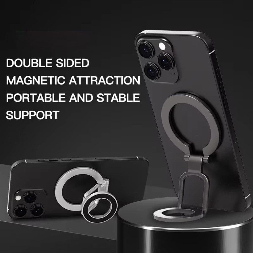 Double-Sided Magnetic Phone Stand Ring Holder Compatible with MagSafe 360 Degree Adjustable Metal Stand for iPhone 17  /  16  /  15  /  14  /  Samsung  /  Galaxy