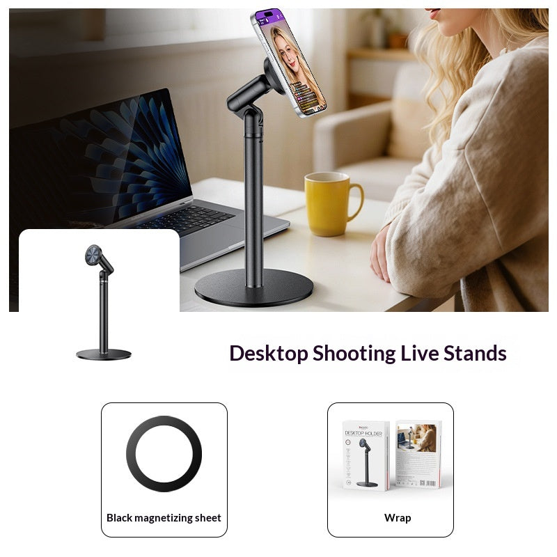 YESIDO C303 Desktop Phone Stand Adjustable Height Magnetic Mount Cellphone Holder for Live Streaming