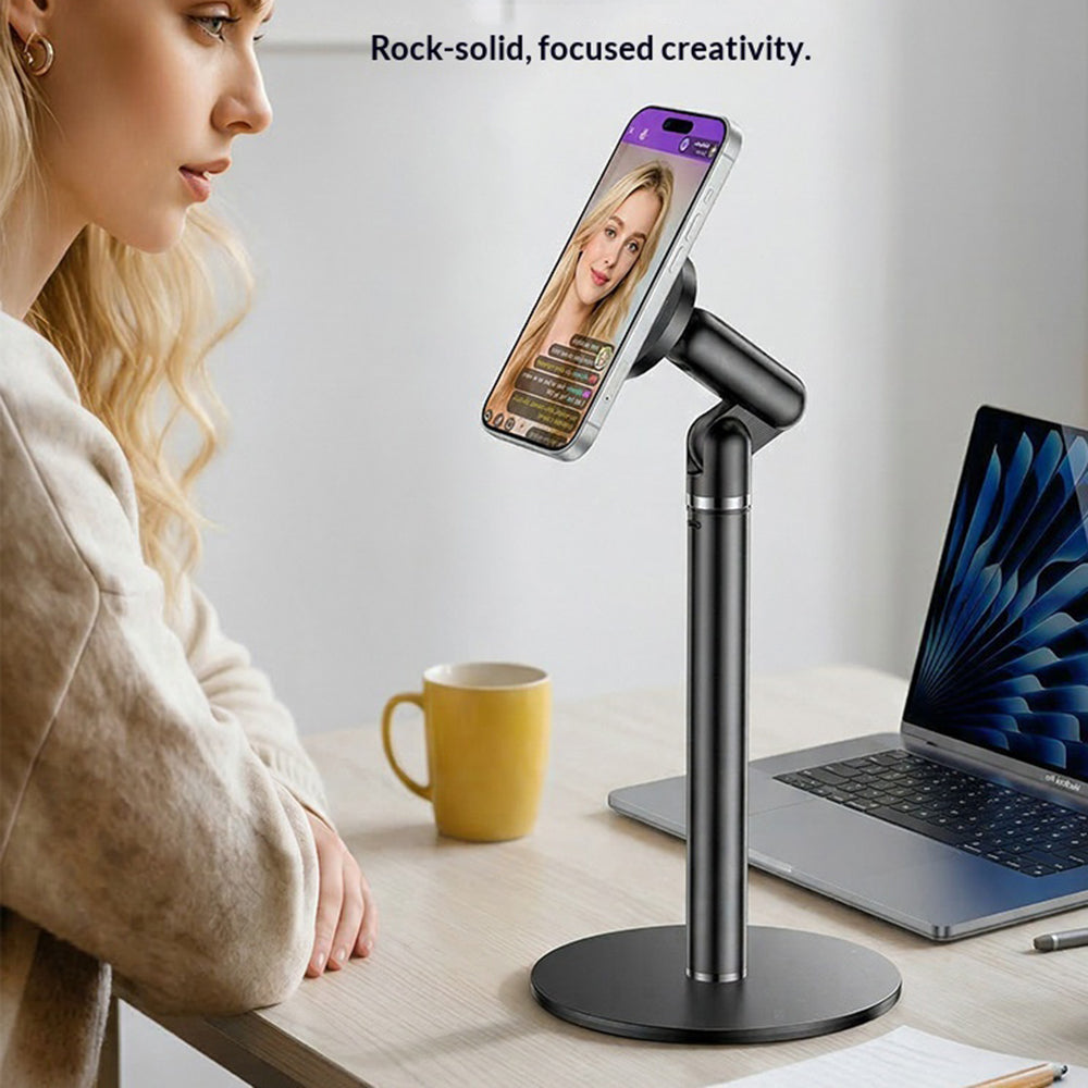 YESIDO C303 Desktop Phone Stand Adjustable Height Magnetic Mount Cellphone Holder for Live Streaming