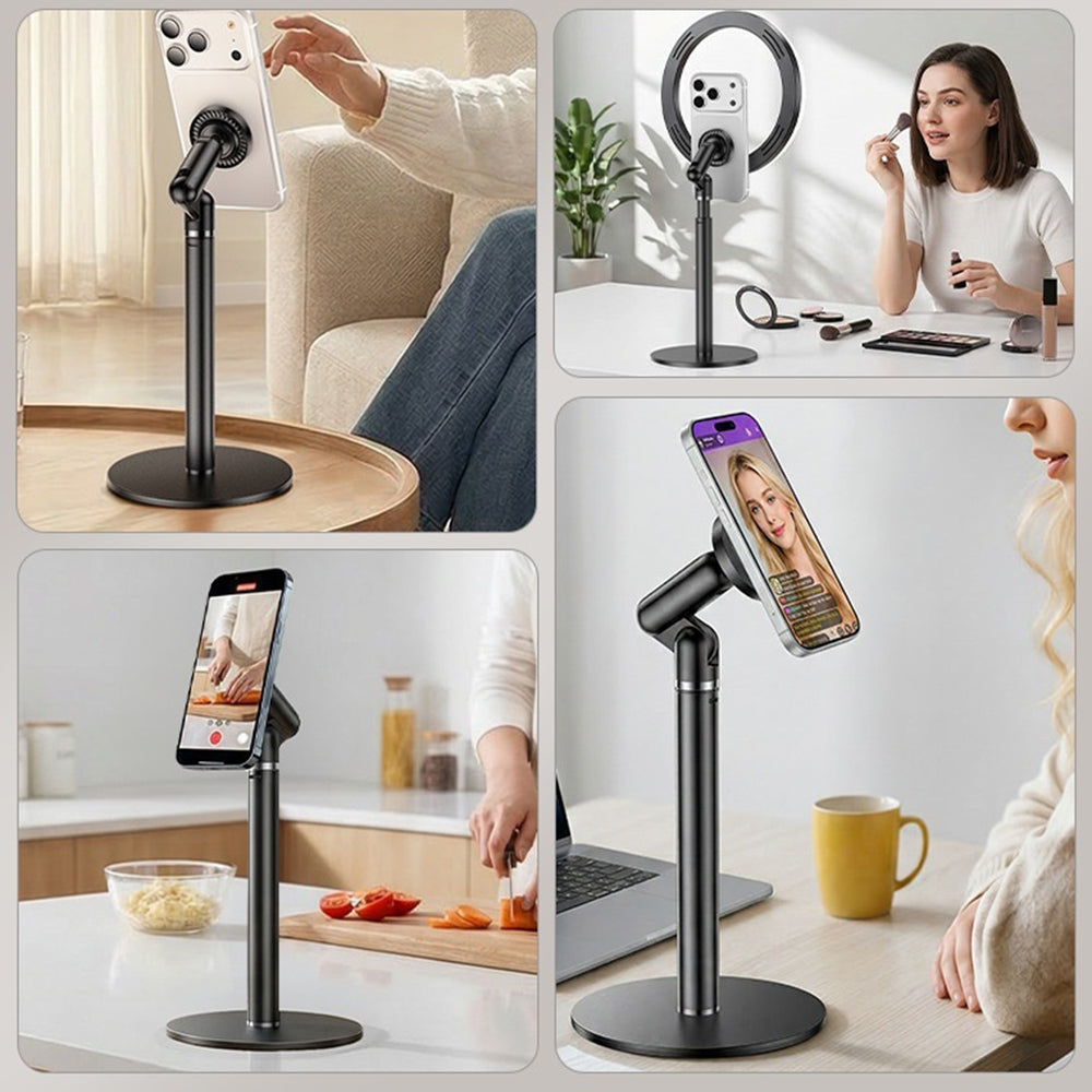 YESIDO C303 Desktop Phone Stand Adjustable Height Magnetic Mount Cellphone Holder for Live Streaming