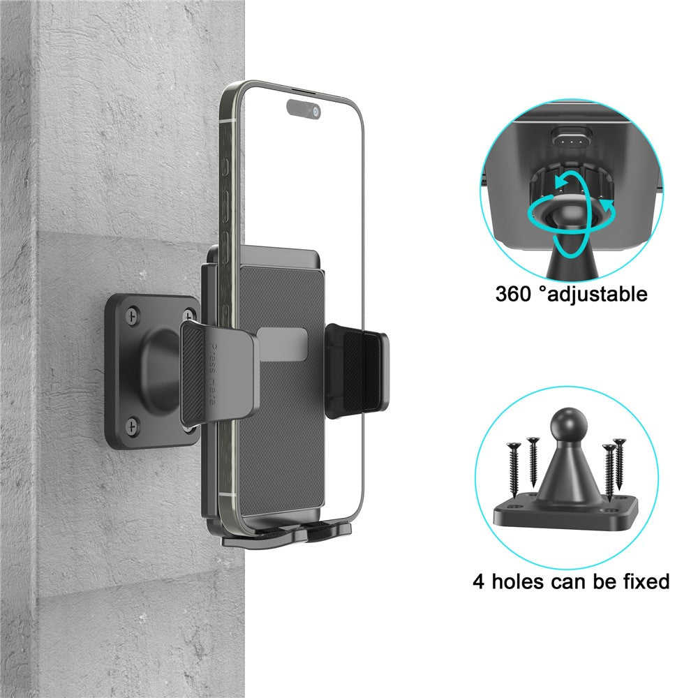 Wall-Mounted Phone Holder 360 Degree Adjustable Phone Stand for 4.7-7.2 Inch Smartphones Kitchen Bathroom Shower Mirror Phone Mount