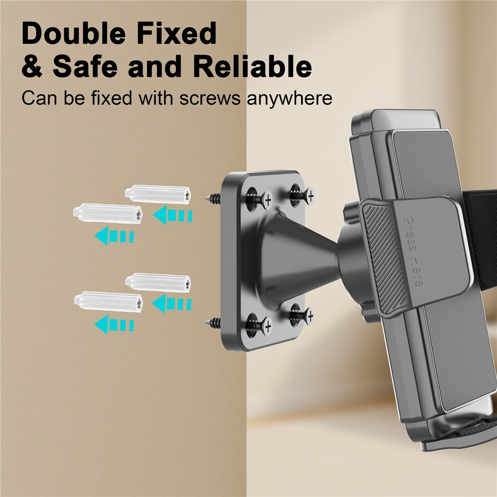 Wall-Mounted Phone Holder 360 Degree Adjustable Phone Stand for 4.7-7.2 Inch Smartphones Kitchen Bathroom Shower Mirror Phone Mount