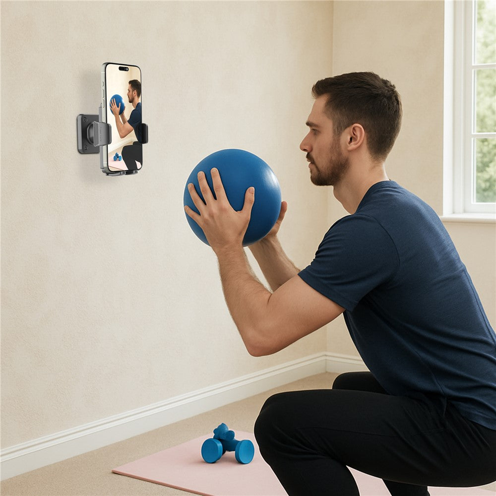 Wall-Mounted Phone Holder 360 Degree Adjustable Phone Stand for 4.7-7.2 Inch Smartphones Kitchen Bathroom Shower Mirror Phone Mount
