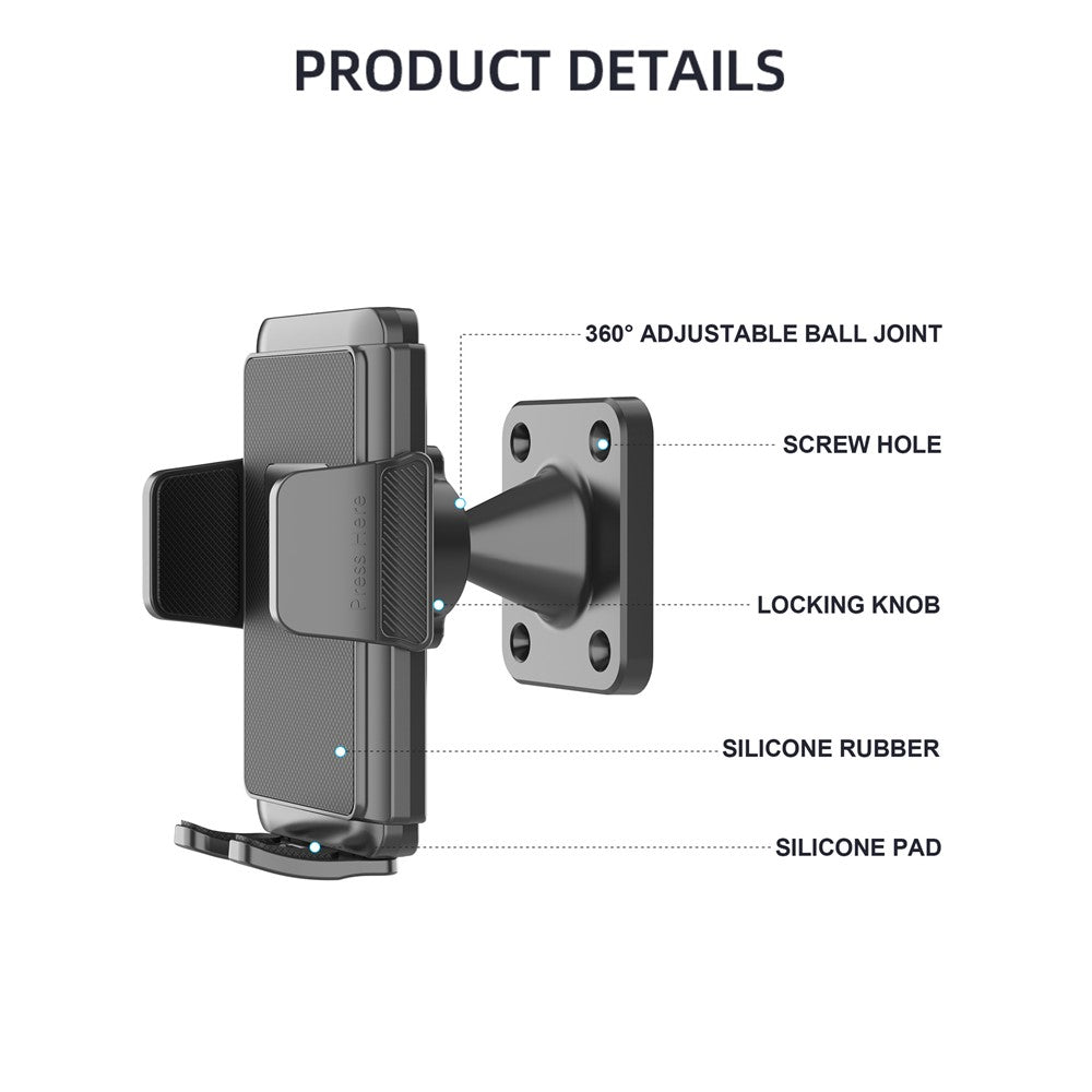 Wall-Mounted Phone Holder 360 Degree Adjustable Phone Stand for 4.7-7.2 Inch Smartphones Kitchen Bathroom Shower Mirror Phone Mount