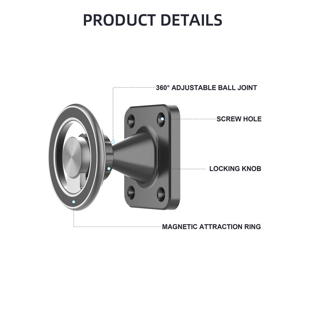 Wall Mounted Double Ring Magnetic Phone Holder 360 Degree Rotation Aluminum Alloy Cellphone Stand