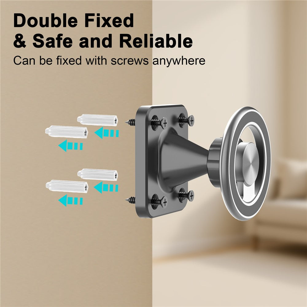 Wall Mounted Double Ring Magnetic Phone Holder 360 Degree Rotation Aluminum Alloy Cellphone Stand