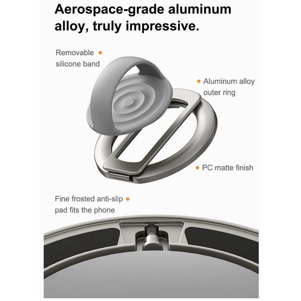 Foldable Magnetic Phone Ring Stand Liquid Silicone Aluminum Rotating Phone Holder for iPhone Android