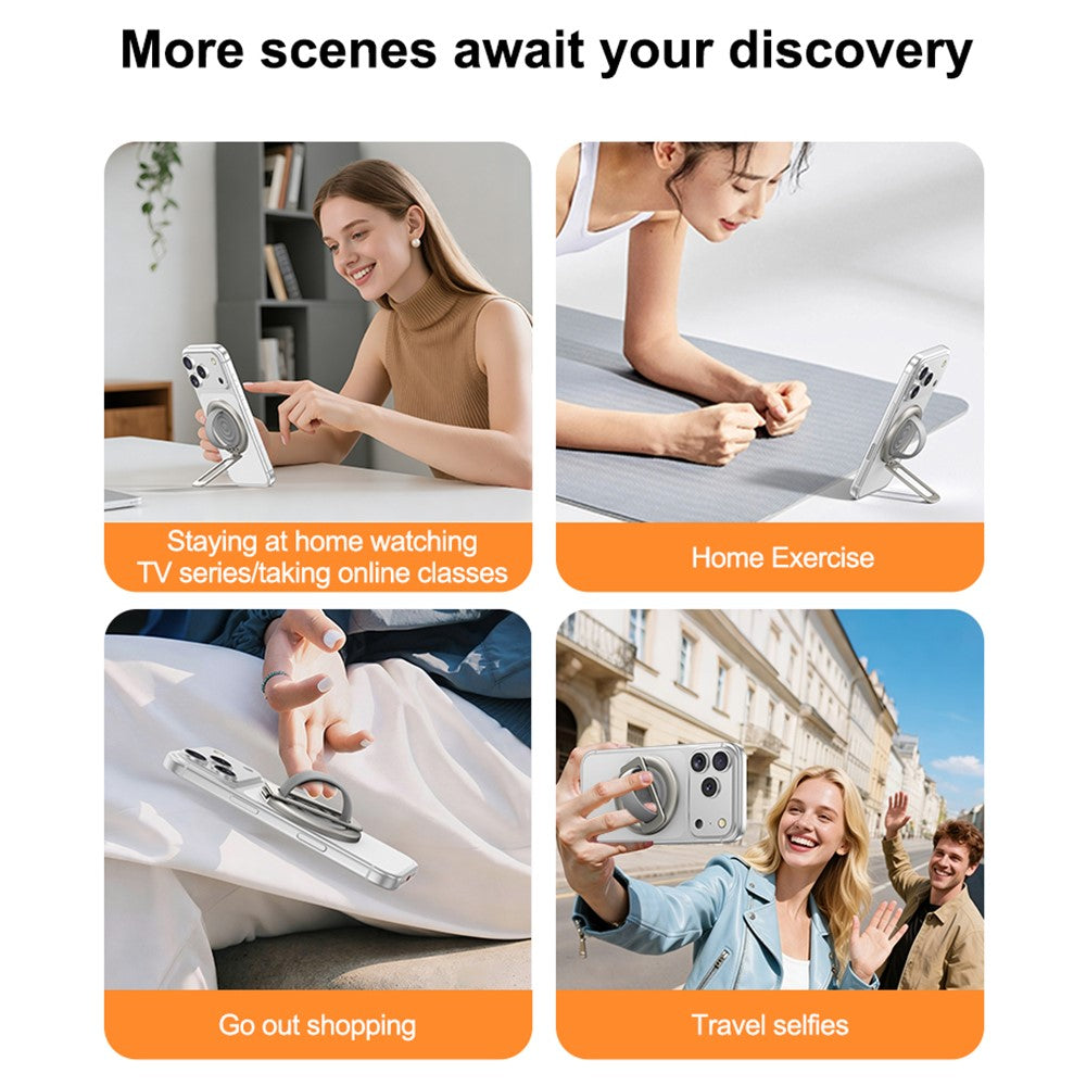 Foldable Magnetic Phone Ring Stand Liquid Silicone Aluminum Rotating Phone Holder for iPhone Android