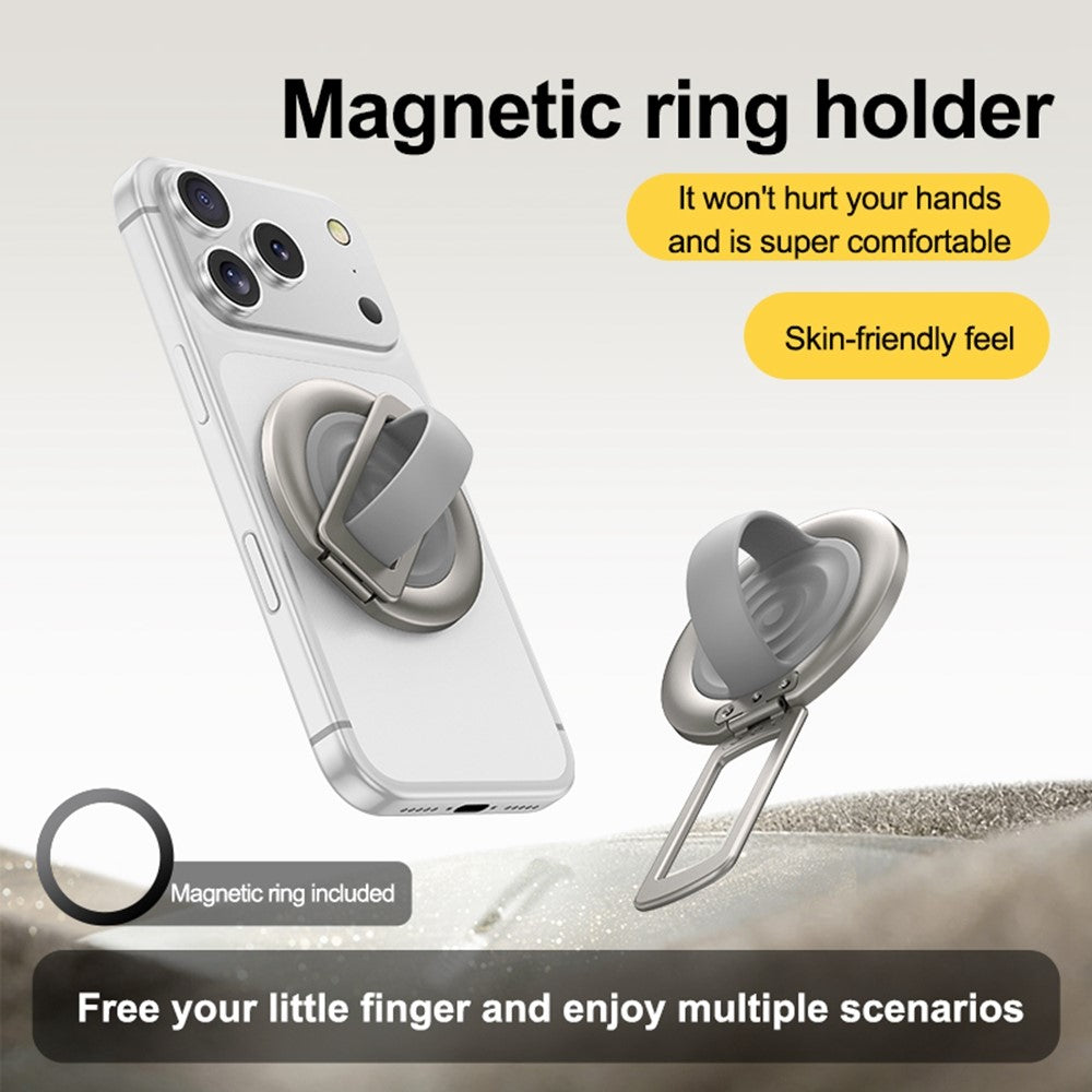 Foldable Magnetic Phone Ring Stand Liquid Silicone Aluminum Rotating Phone Holder for iPhone Android