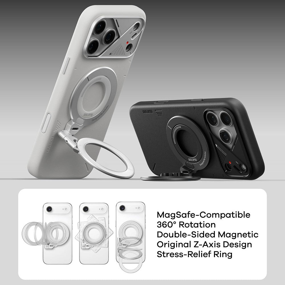AULUMU G09 Magnetic Ring Stand 360° Rotating Finger Loop Dual-Axis Design Phone Holder Grip
