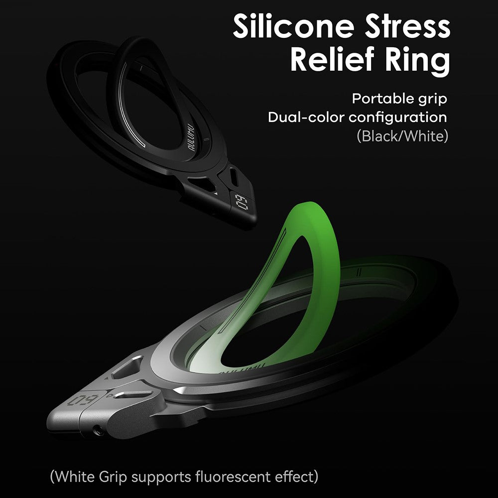 AULUMU G09 Magnetic Ring Stand 360° Rotating Finger Loop Dual-Axis Design Phone Holder Grip