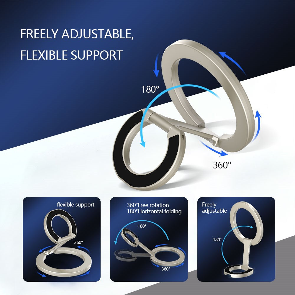 LEREACH LRFP-02 Magnetic Phone Ring Stand Dual Ring Rotating Phone Holder Grip