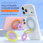 Magnetic Ring Stand Tri-Fold 360° Rotation Finger Ring Phone Kickstand Compatible with MagSafe