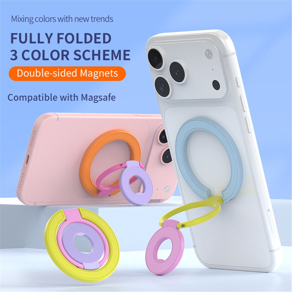 Magnetic Ring Stand Tri-Fold 360° Rotation Finger Ring Phone Kickstand Compatible with MagSafe