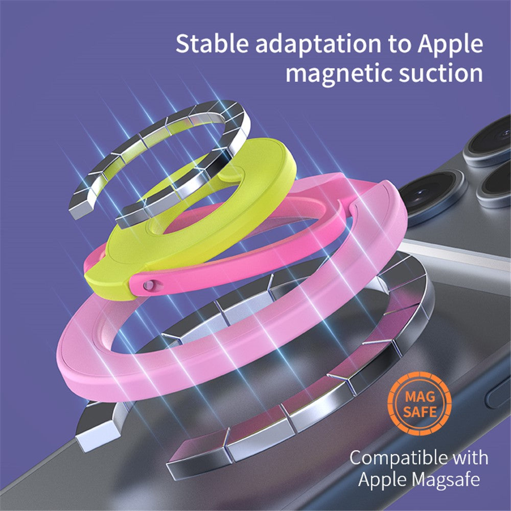 Magnetic Ring Stand Tri-Fold 360° Rotation Finger Ring Phone Kickstand Compatible with MagSafe